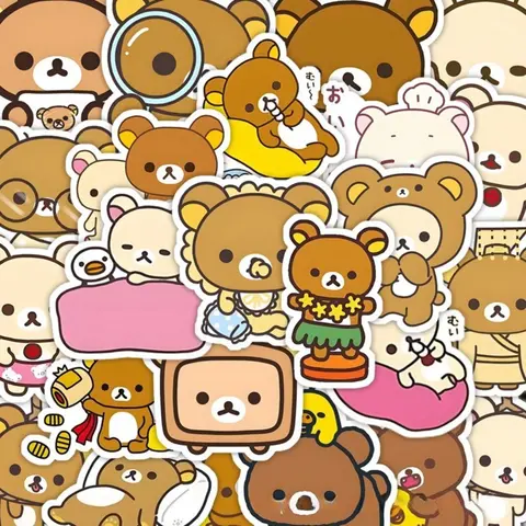 100PCS Kawaii Rilakkuma Bear Stickers for Guitar DIY Bicycle Skateboard Laptop Luggage Cute Cartoon Sticker Toy Decor
