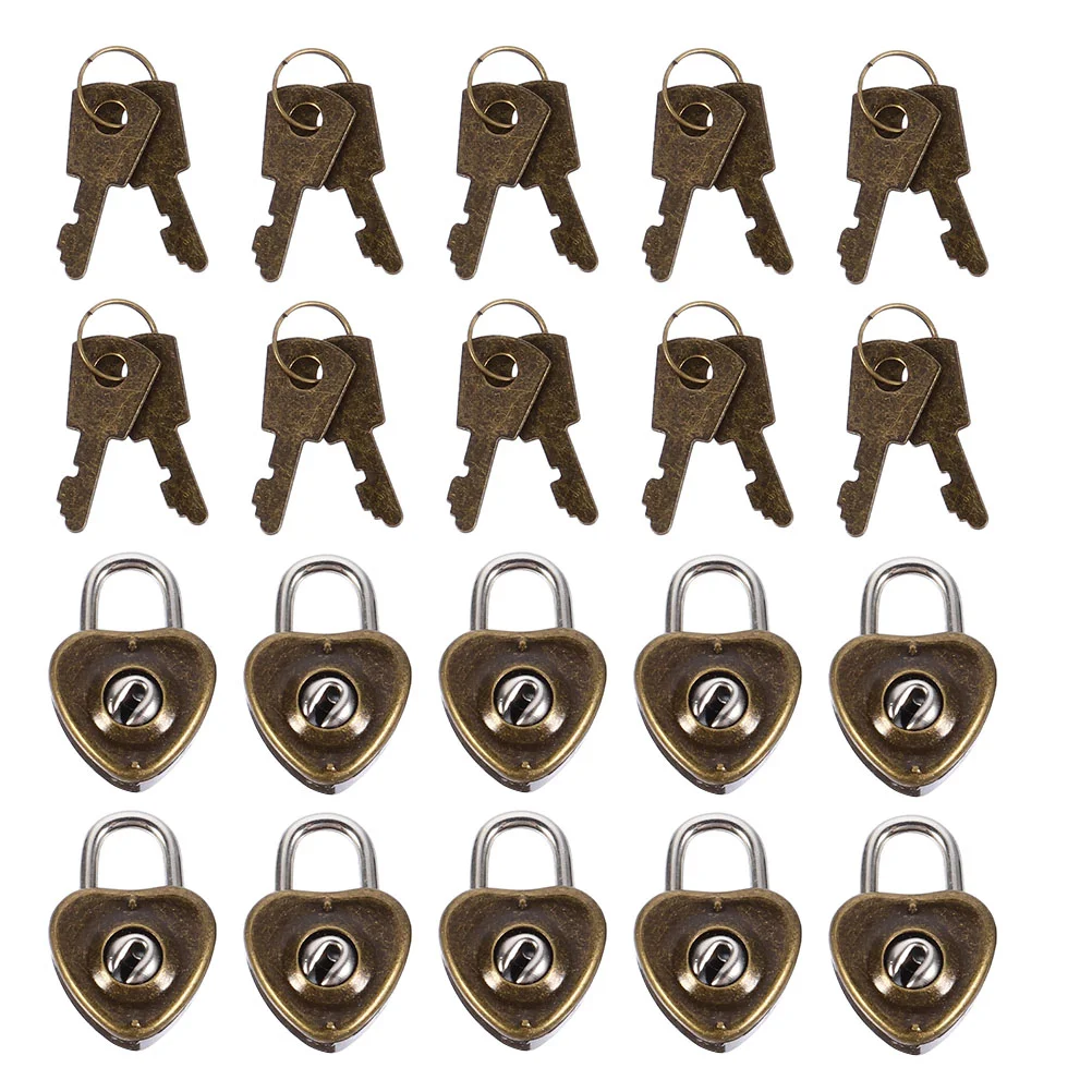 25 Pcs Lock Suitcase Heart-shaped Hanging Love Padlock Mini with Key Iron