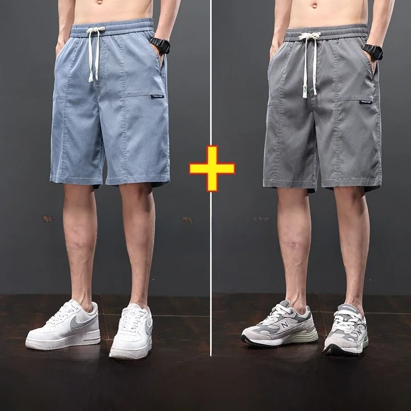 

Summer Men's Elastic Ice Silk Drawstring Jeans Shorts Ultra-Thin Breathable Cool Feeling Lightweight Mid-Pants