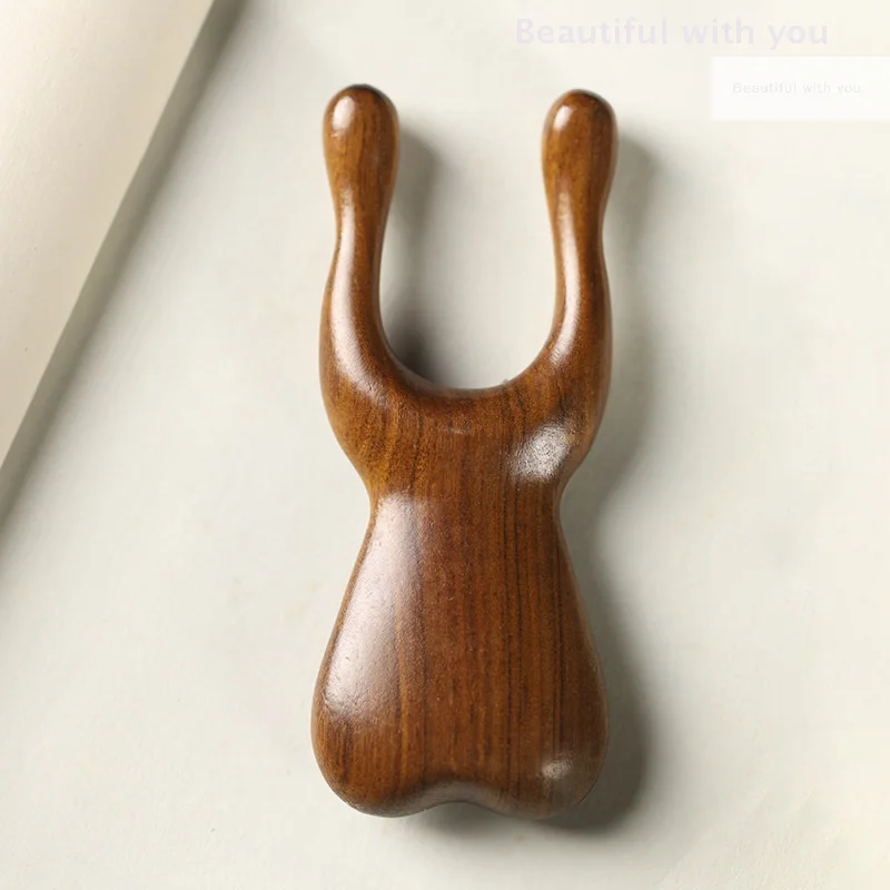 Natural Sandalwood Nose Massager Promote Blood Circulation Trigger Point Therapy Pedicure Gua Sha Board Nose Lifting Massager image 3
