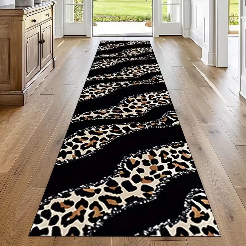 Stilvoller, rutschfester Läuferteppich mit Leopardenmuster für den Eingangsbereich, Wohnzimmer, Schlafzimmer, Gartendekoration, Wohnzimmermatte, moderne Heimdekoration