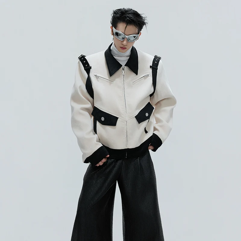 LUZHEN Original Niche Color Contrast Splicing Design Pockets Decorate Casual Jacket Men's 2025 High Quality Street Coat JY4803