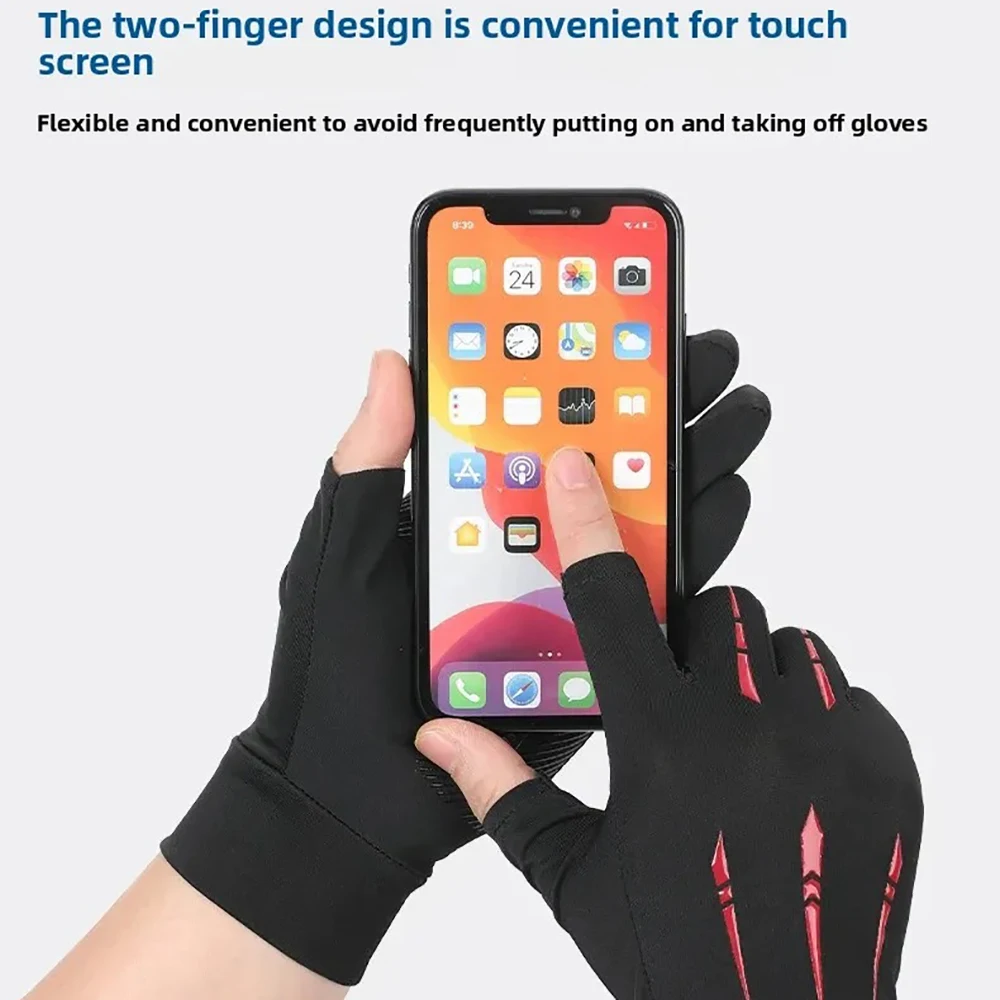

Ice Silk Cycling Gloves, Two Finger Breathable Anti-Slip Touchscreen Gloves for Outdoor Summer Biking Cycling Driving Fishing
