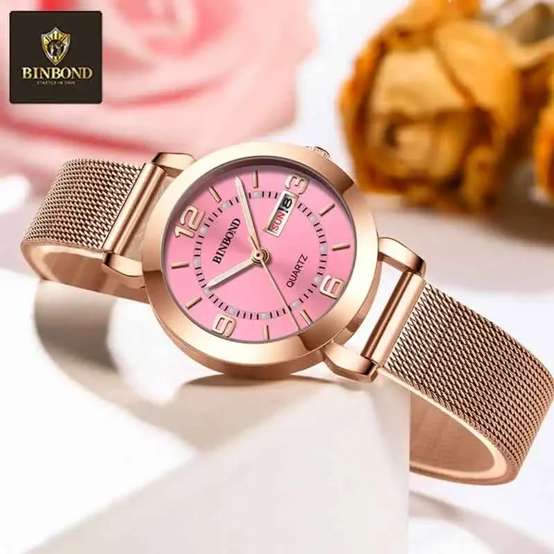 BINBOND Fashion Casual Ladies' Quartz Wristwatch Deluxe Luminous Hands Waterproof Date Multifunction Dress Women's Quartz Watch