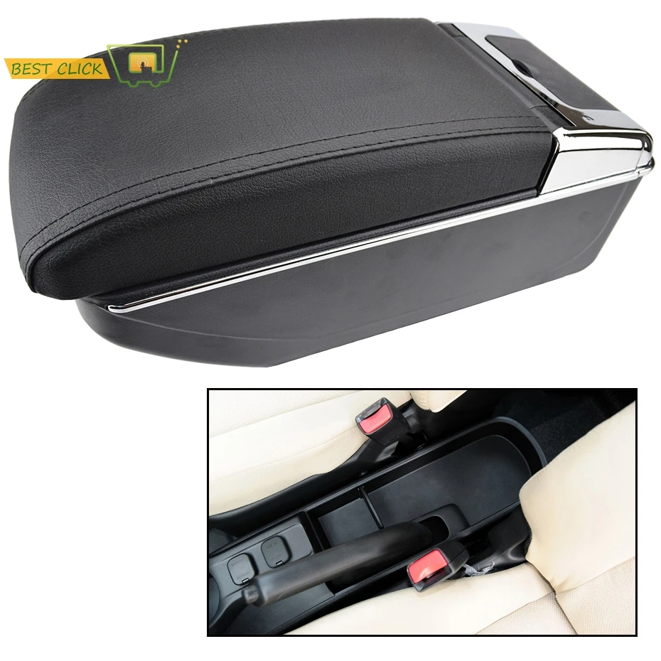 

Car Armrest Dual Arm Rest Cup Holder For Mazda 2 Demio 2008 - 2013 Center Centre Console Storage Box Leather 2009 2010 2011 2012