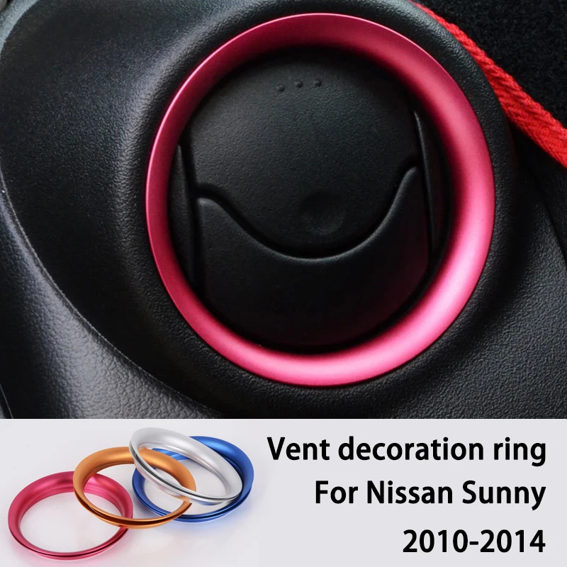 Dashboard Vent Decoration Ring Outlet Cover Car Stickers For Nissan Sunny 2010-2014 Interior Accessories Trim