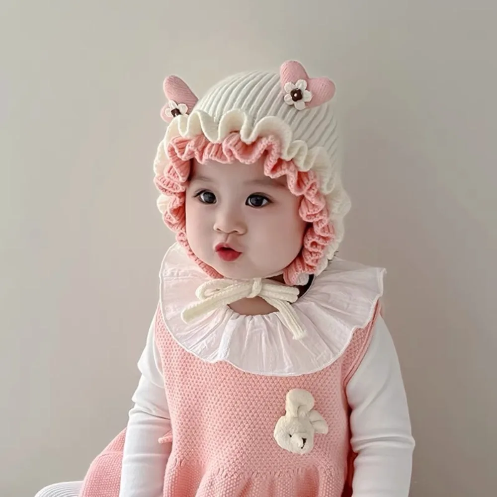 

New Warm Lace Princess Hat Windproof Coldproof Ear Protection Hat Plush Knitted Cap Outdoor Sports