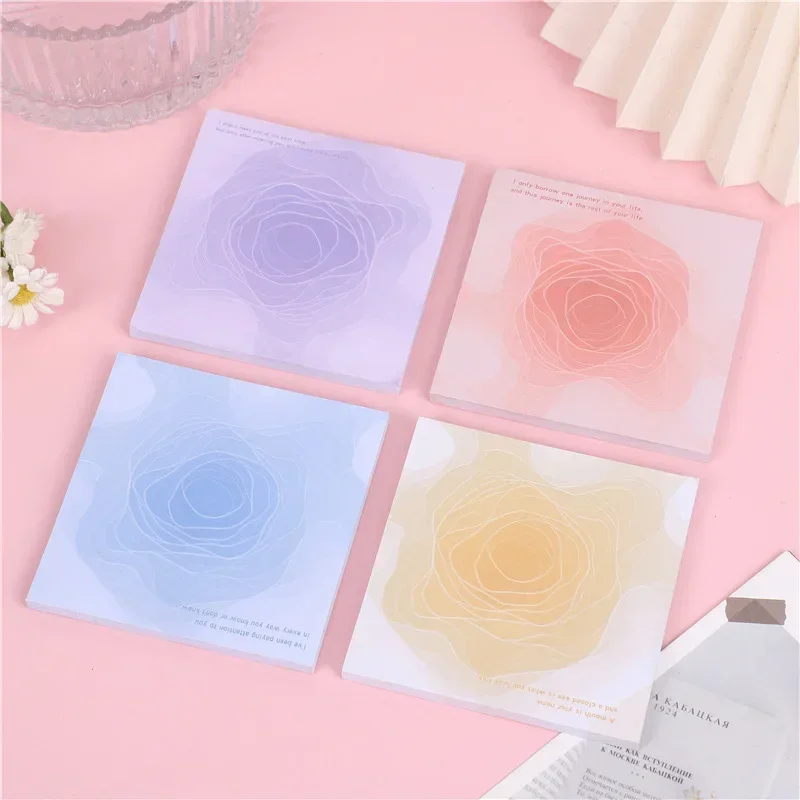 50pcs Gradient Mapping Note Paper Flower Note Ins Kawaii Stationery Sticky Notes