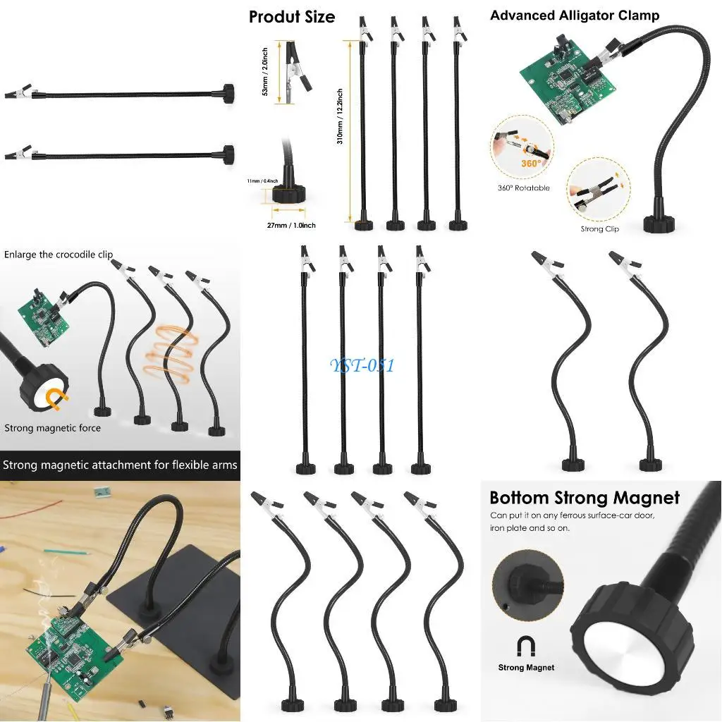 

E15A 2/4Pcs Soldering Helper with Adjustable Arm for Workshops Factories Home Projects Welding Assistant