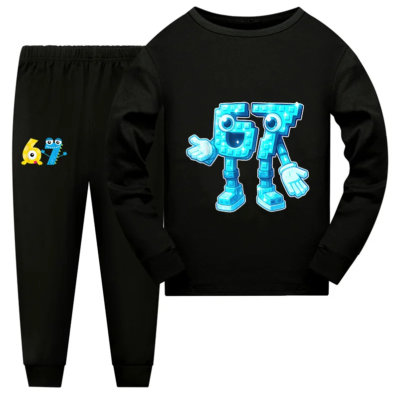 

Kids Clothes Funny Six Seven Brainrot 67 Meme Girls Pajama Set Fashion Boys Long Sleeve Pyjamas Children Sleepwear Suit