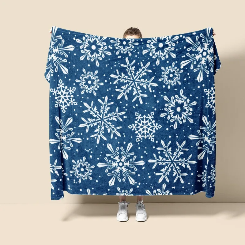 Christmas Digital Printed Flannel Blanket Cover Nap Air Conditioner Cover Universal Blanket Holiday Thickened Sofa Blankets