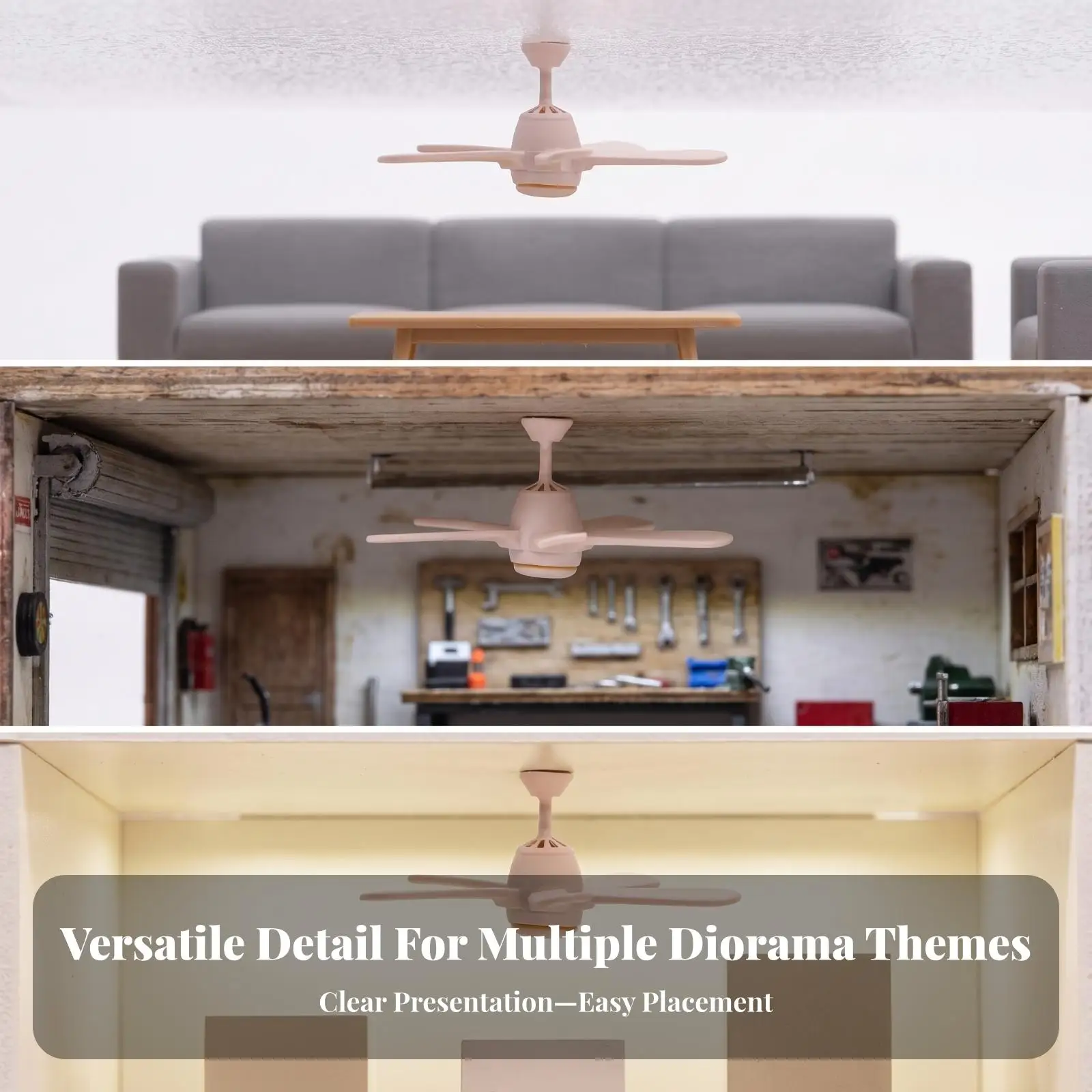 Miniature Ceiling Fan Replica 1 64 Scale Resin Dollhouse Decor Tiny Hanging Fan for Architectural Model Mini Room