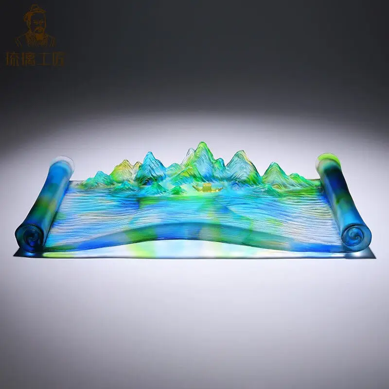 High-grade glazed fruit plate ornament, living room coffee table decoration crystal