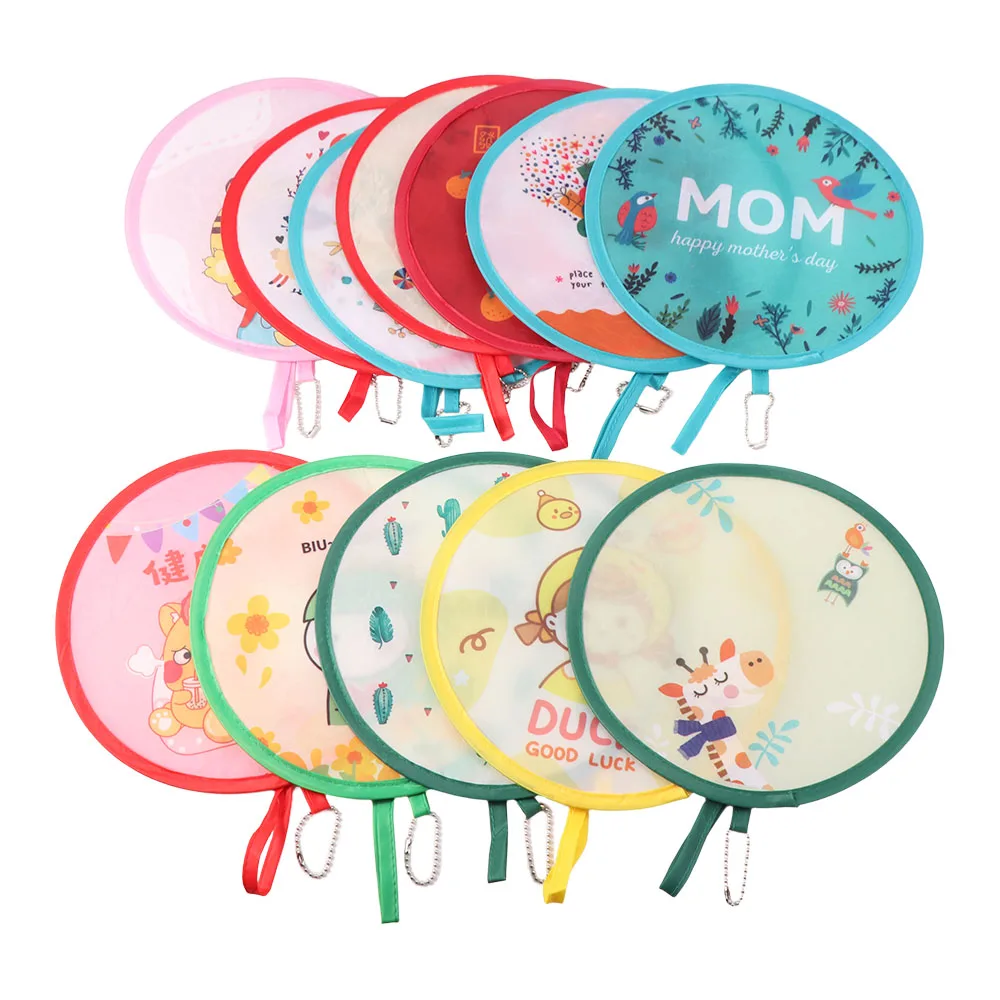 Party Favors Lightweight Cartoon Folding Fan Portable Durable Handheld Round Fan Plastic Round Mini Pocket Fan Men