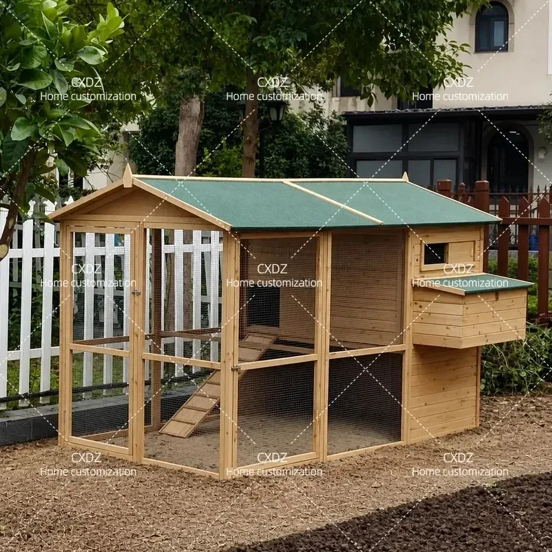 Outdoor Wooden Chicken Coop Large Poultry House for Chickens Rabbits Cats Pigeons Egg Collection Cage Breeder Hutch for
