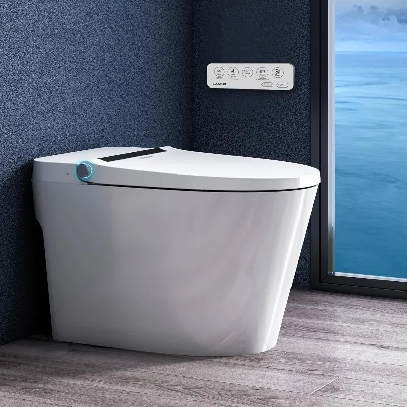 

Smart Bidet Toilet, One Piece Elongated Toilet with Built-in Bidet Seat, Auto Flush, Foot Sensor, Pump-Assisted Flush