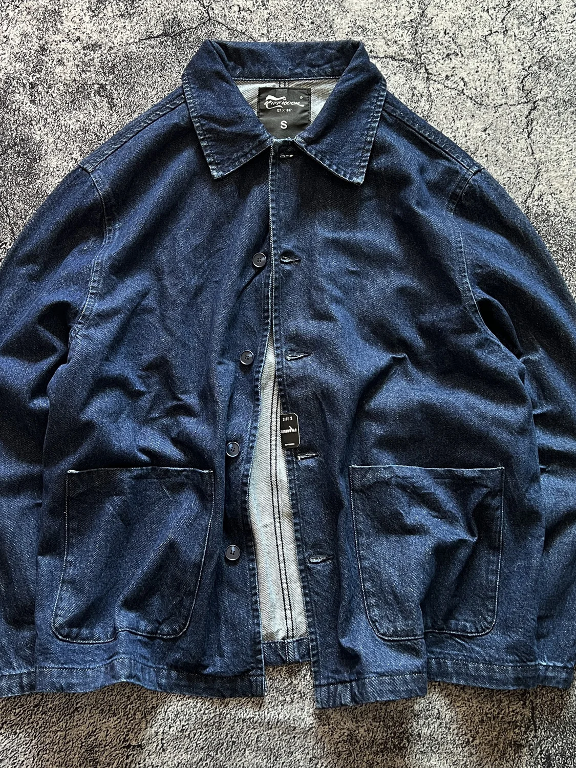 

Куртка из плотного денима (6 унций), 100% хлопок, японский классический стиль, высококачественная, темно-синяя, рабочая, свободного кроя, молодежная верхняя одежда