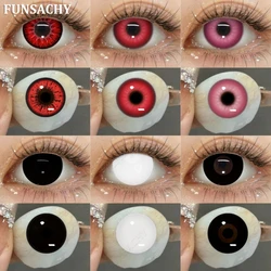 FUNSACHY 1 Pair Colored Contact Lenses for Eyes Pink Red Cosplay Eye Makeup Lenses Black Color Lens Halloween Fashion Cosmetics