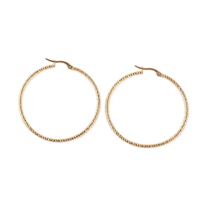 Kissitty 1 Pair Rose Gold Color Stainless Steel Hoop Earrings For Women Hypoallergenic Earrings Jewelry Findings Gift