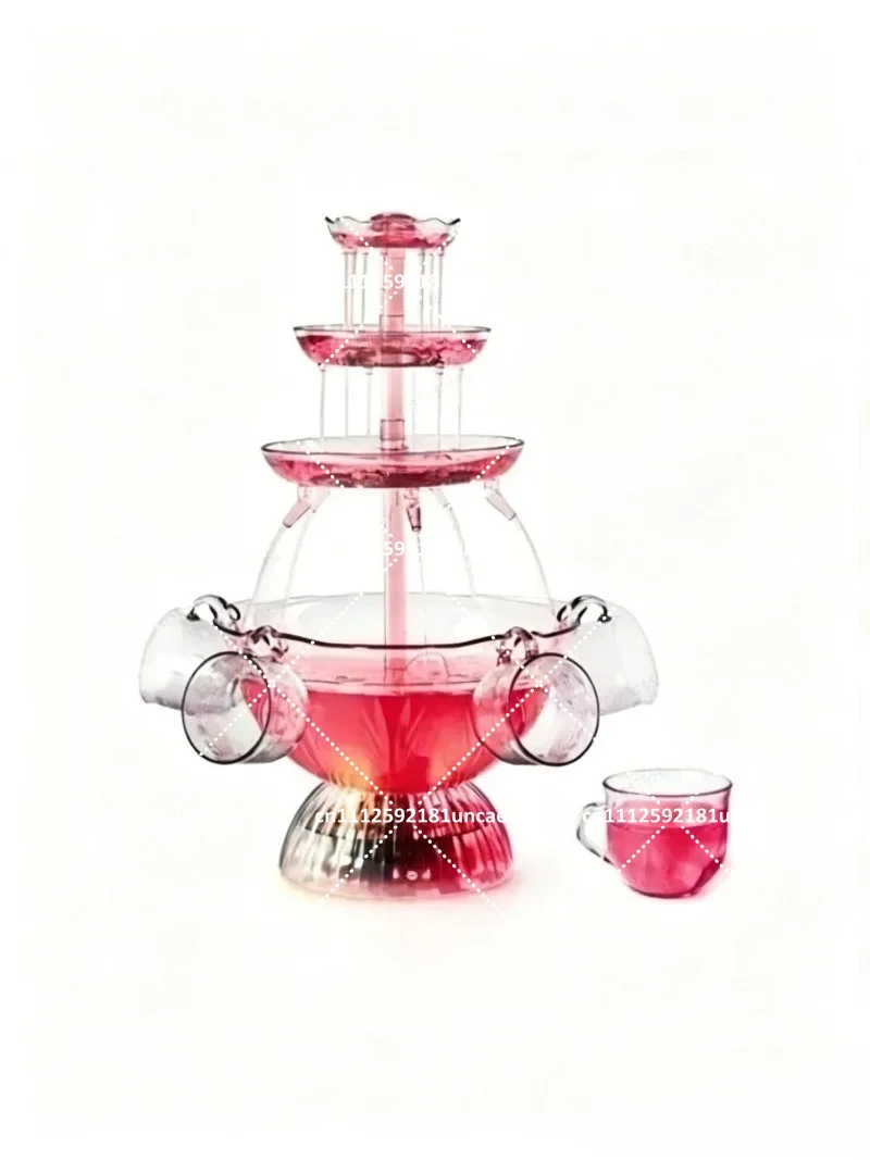 

5-Tier Decorative Glass Wine Fountain for Party Tasting Red Wine Tower Stand Clear Crystal Home Decor Kitchen Dining Table