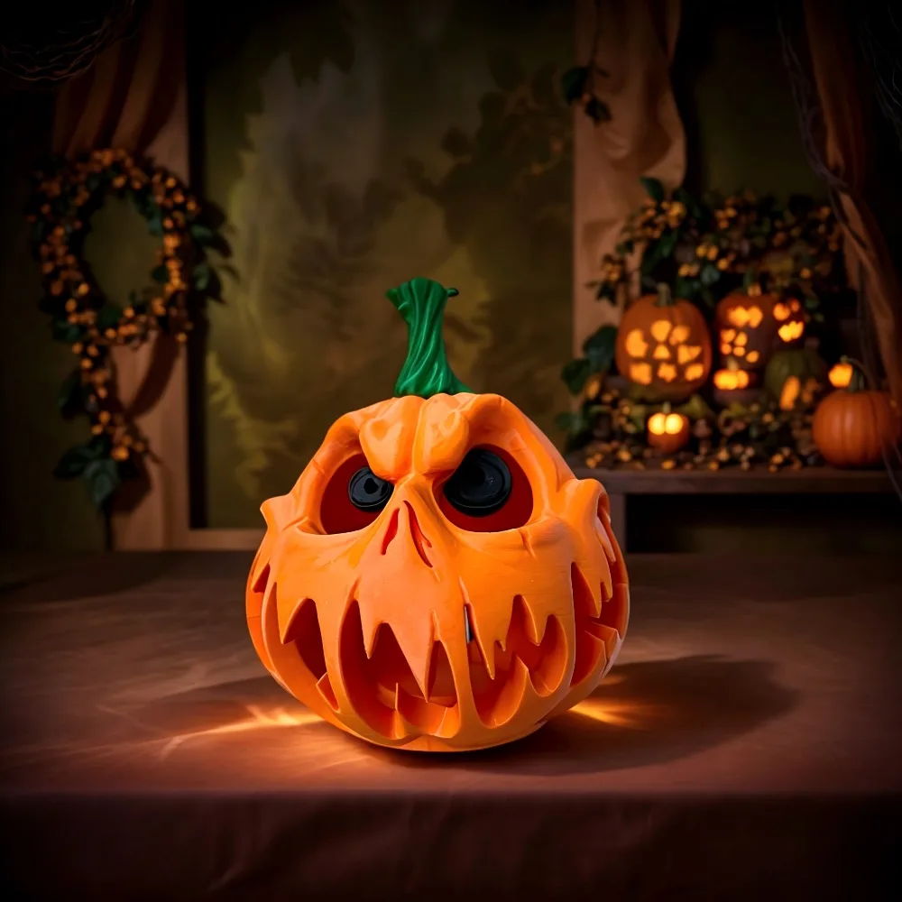 Halloween Resin Pumpkin Decor Scary Face Pumpkin Indoor Outdoor Halloween Party Yard Porch Desktop Holiday Ornament Gift