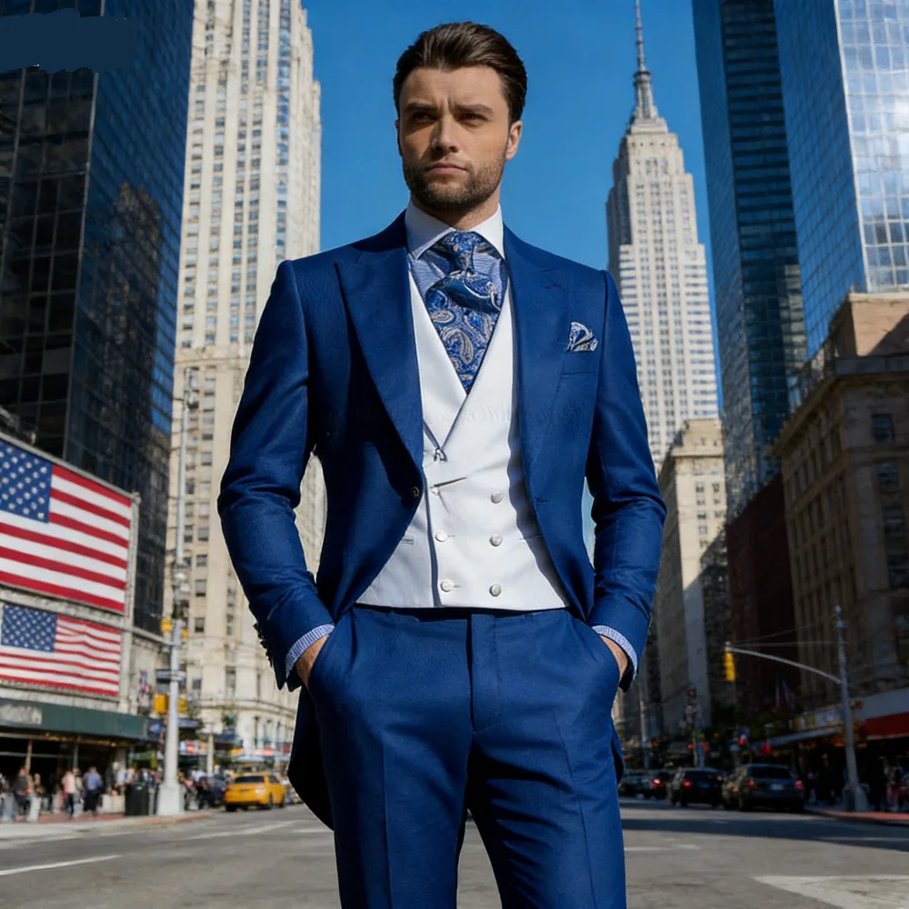 

Men's Formal Terno Fino Adjusted Smoking Suit 3-Piece Blazer Jacket Vest Pants Wedding Groomsmen's Suit Negocios Traje