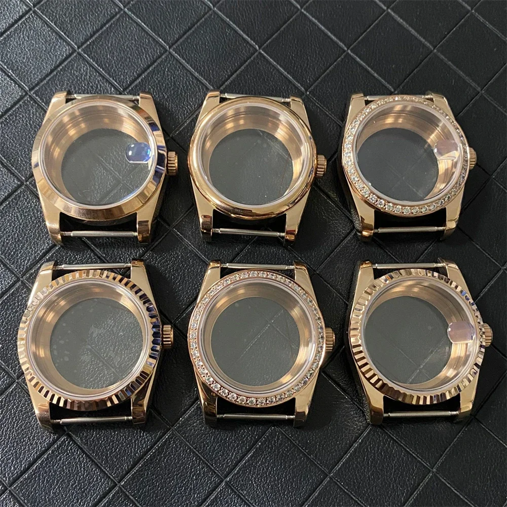 

NH35 Case 36mm 39mm PVD Rose Gold Stainless Steel Sapphire Glass Watch Case Fits for NH35/NH36 Movement Watch 28.5mm Dial DIY