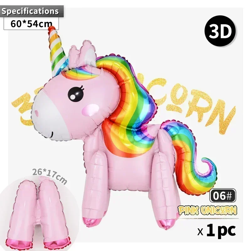 Globos de cumpleaños con temática de unicornio para niños, decoración de fiesta de cumpleaños con número de papel de aluminio de arcoíris, regalo para Baby Shower
