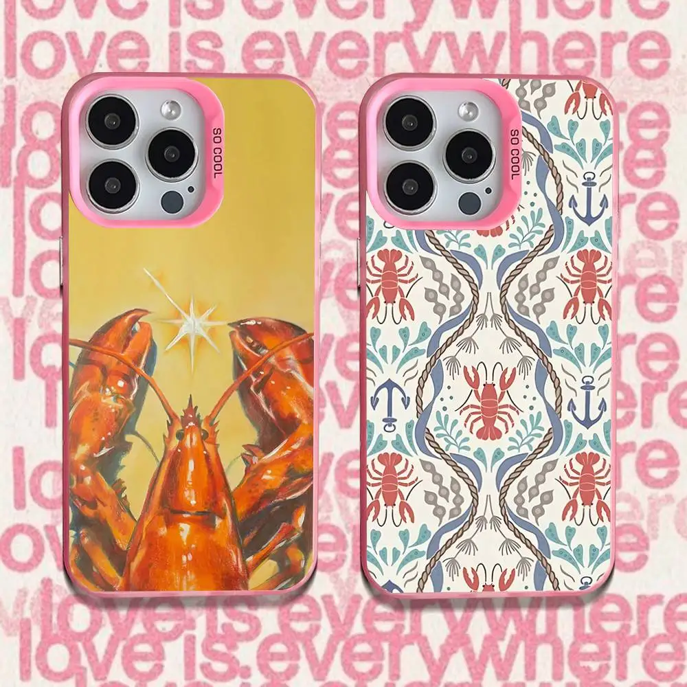 

Phone Case For iPhone 16,15,14,13,12,11,Pro,XS,Max,Plus,Mini,Crayfish Lobster SE Pink Candy Matte Shockproof Cover