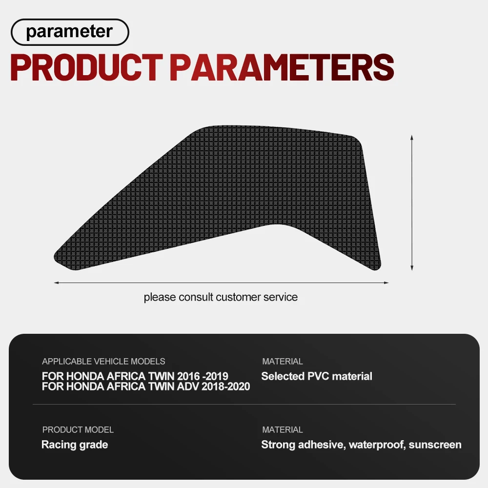 Fit For Honda Africa Twin 2016-2019 Silicone Anti-Slip Tank Traction Pad Side Grip Sticker Set