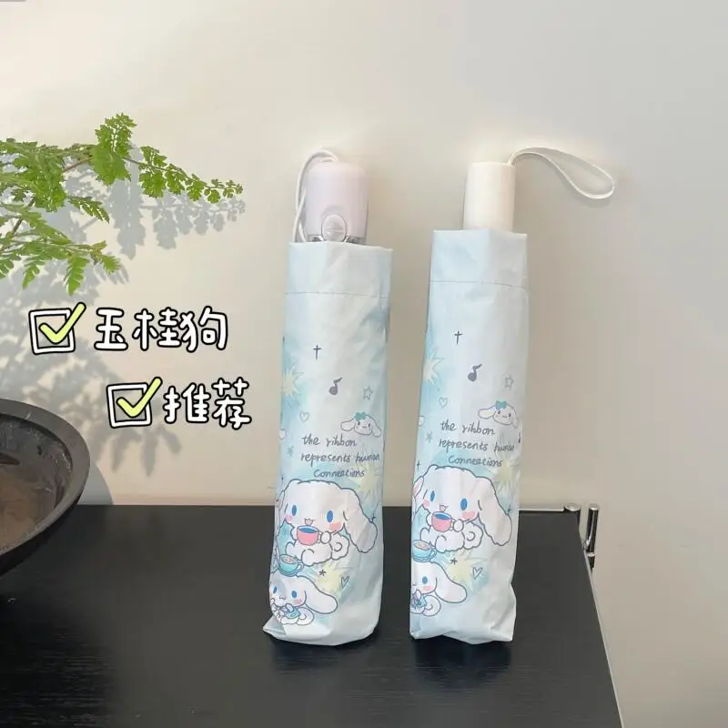 Sanrio Cinnamoroll paraguas automático sombrilla lindo Anime dibujos animados estudiante niño Campus adulto al aire libre viaje portátil