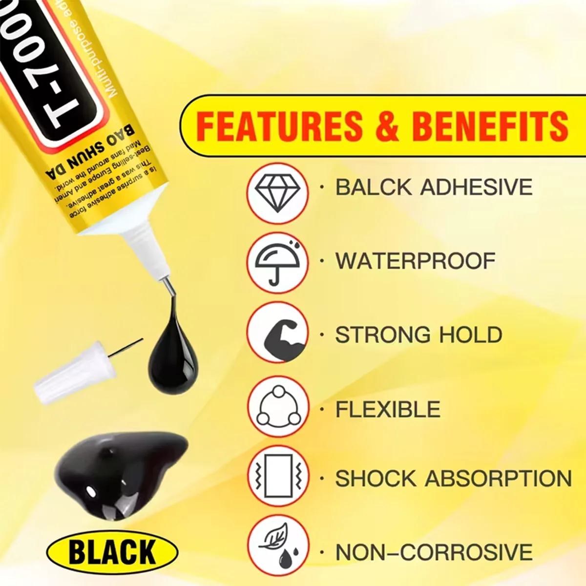 15/50/110ML T7000 Black Adhesive Glue For Phone Repair, B7000 Clear DIY Multi-purpose Super Glue With Precision Applicator Tip