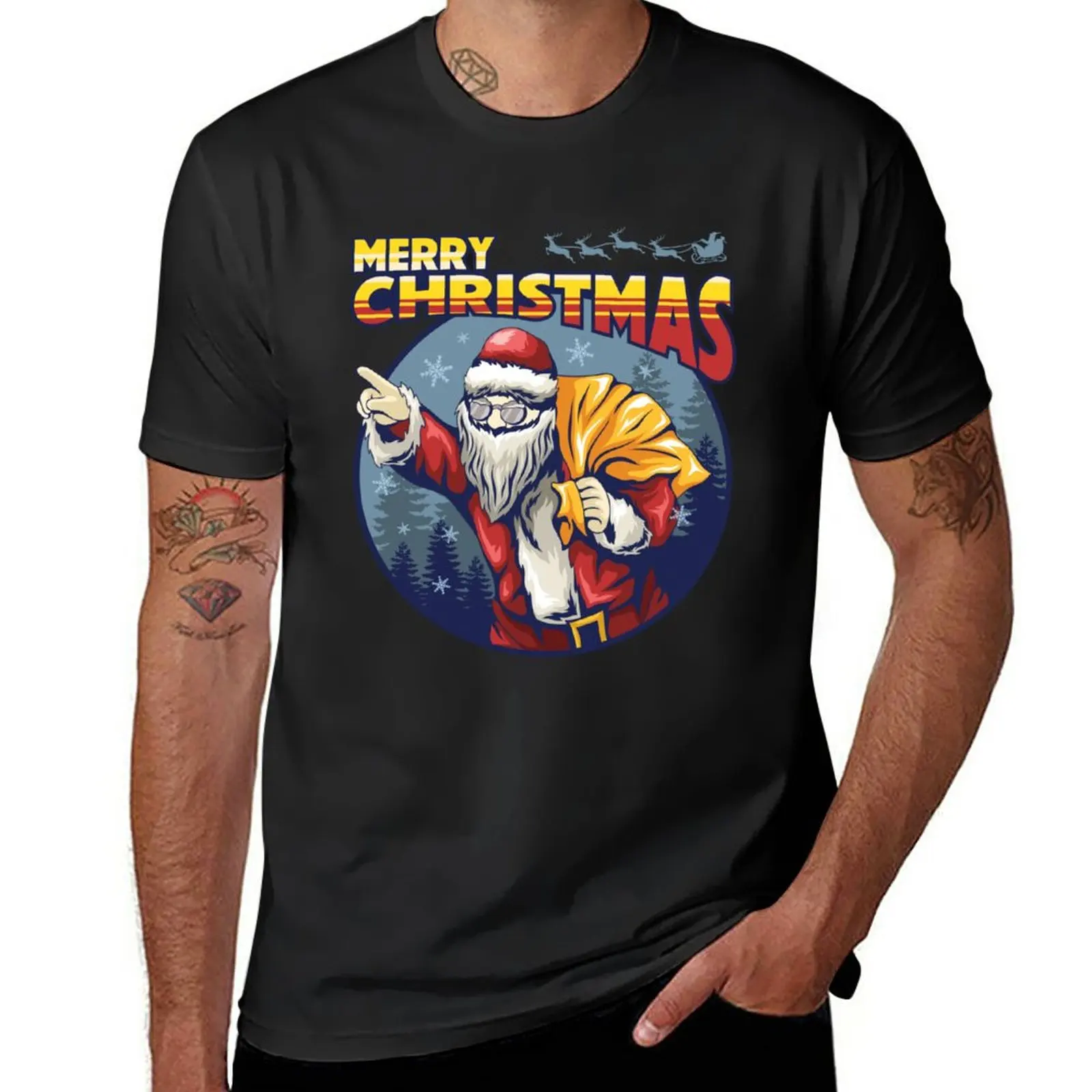 

Urban Clothing Merry Christmas Santa Claus T-Shirt tops customized t shirts blank t shirts Men's cotton t-shirt