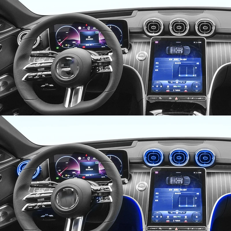 

64-цветный светодиодный атмосферный светильник для приборной панели, вентиляционное отверстие для кондиционера переменного тока, автомобильные аксессуары для Mercedes Benz C Class W206