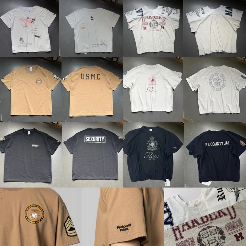 Real Photo Protocol T-shirt New Style Streetwear Ripped Hole High Quality Casual Pattern Printed Short Sleeve T Shirt