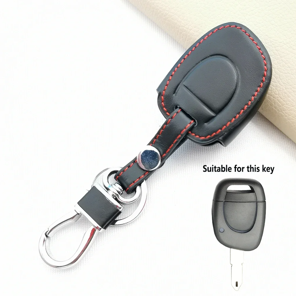 For Renault Master Kangoo Clio Twingo Soft Texture Genuine Leather Remote Car Key Shell Fob Case Cover 1 Buttons Keyless Bag