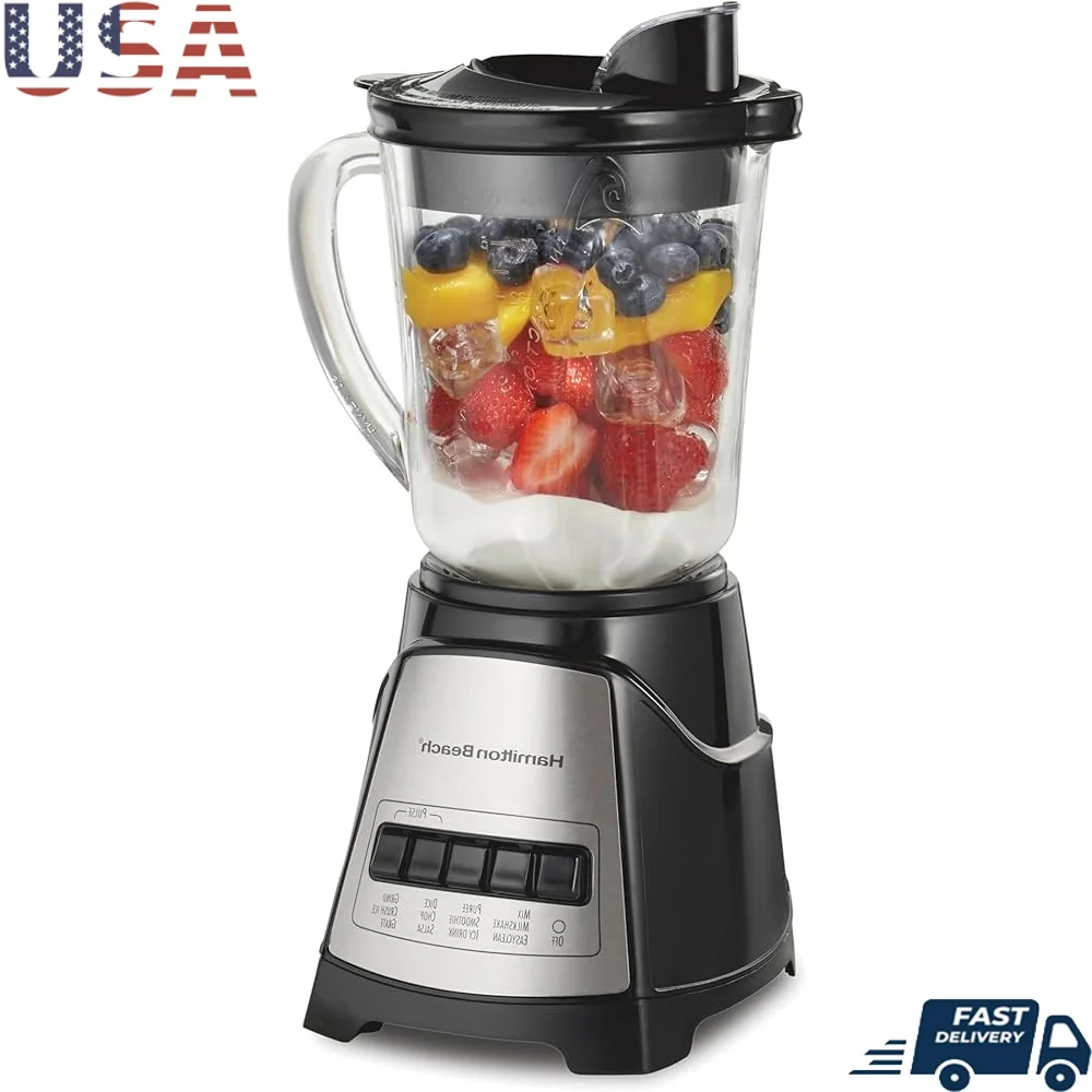 

700W Wave Action Smoothie Blender 40Oz Glass Jar 12 Functions Ice Crush Puree Frozen Drinks
