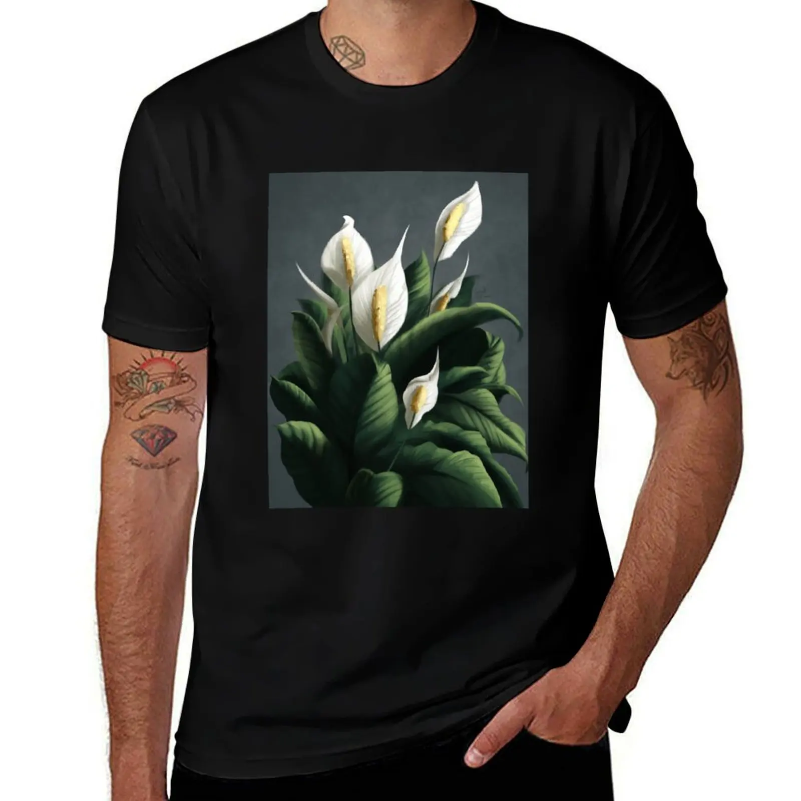 Футболка Peace Lily / Spathiphyllum, роскошная мужская футболка большого размера с графическим рисунком, персонализированная футболка, незаменимая футболка, мужская дизайнерская футболка