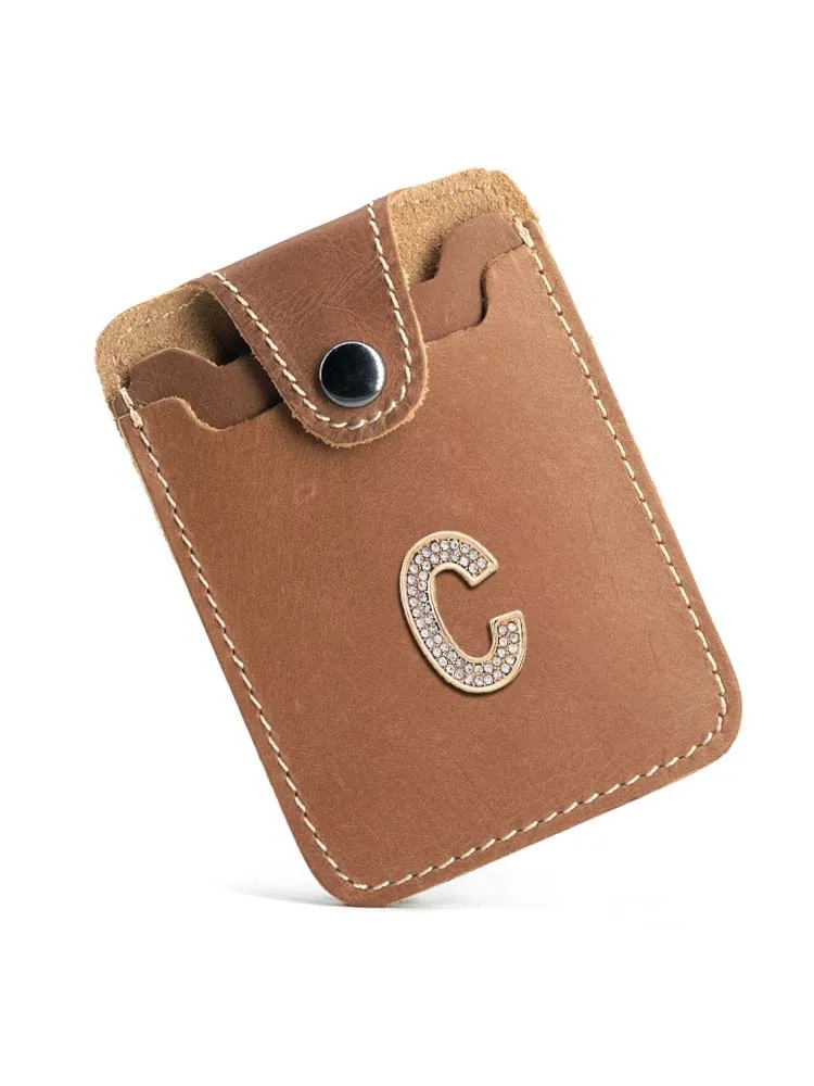 

Customized Card & ID Holders: Compact Coin Bag for Women's Essentials Personalized Customer Name Metal Letter Decor