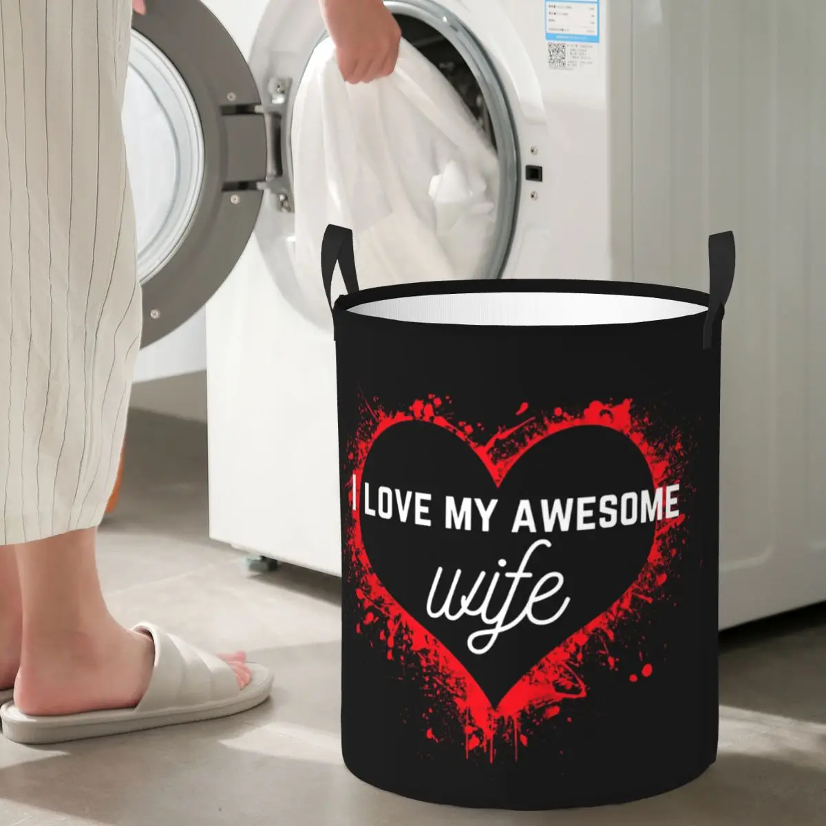 

I Love My Awesome Wife Folding Laundry Baskets Dirty Clothes Sundries Storage Basket Home Organizer Box