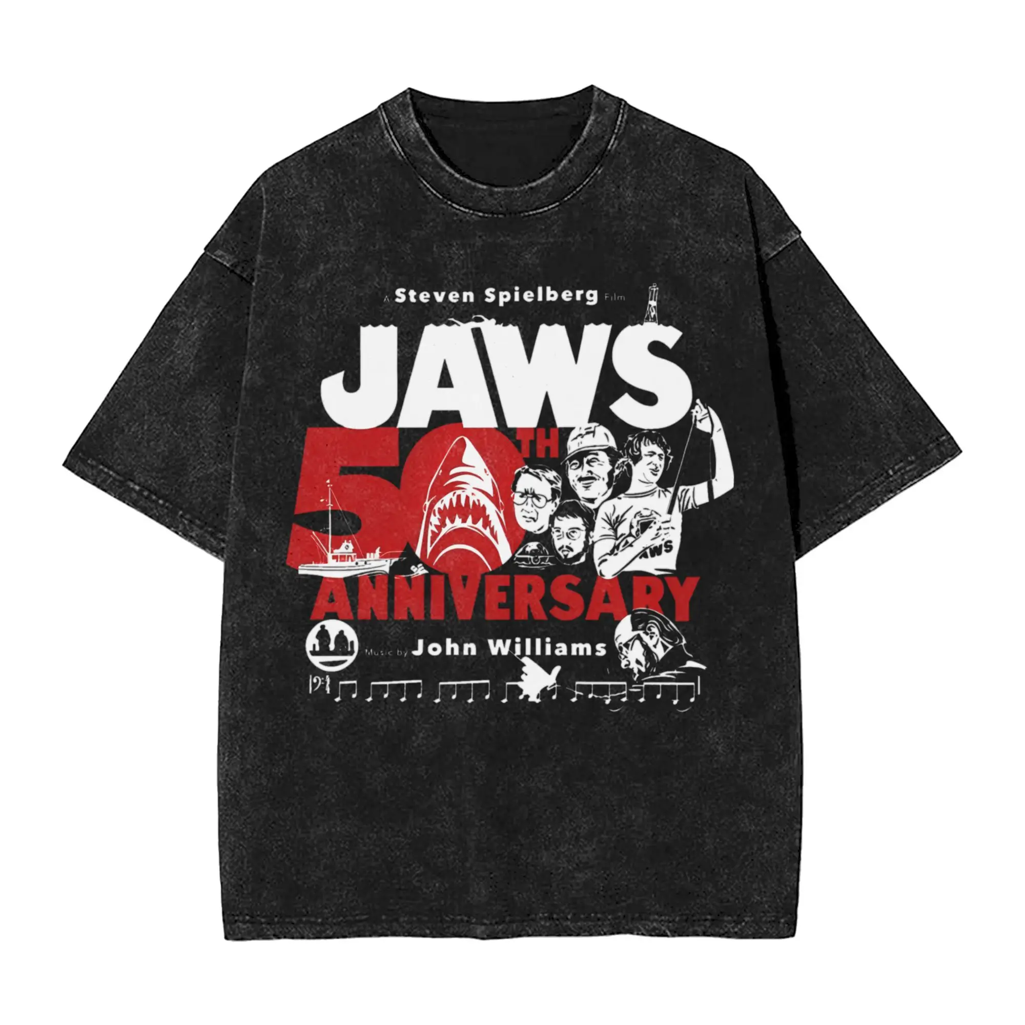 

Футболка Jaws 50th Anniversary To That Great White Shark Movie, летние футболки, хлопковая футболка для мужчин, одежда с короткими рукавами