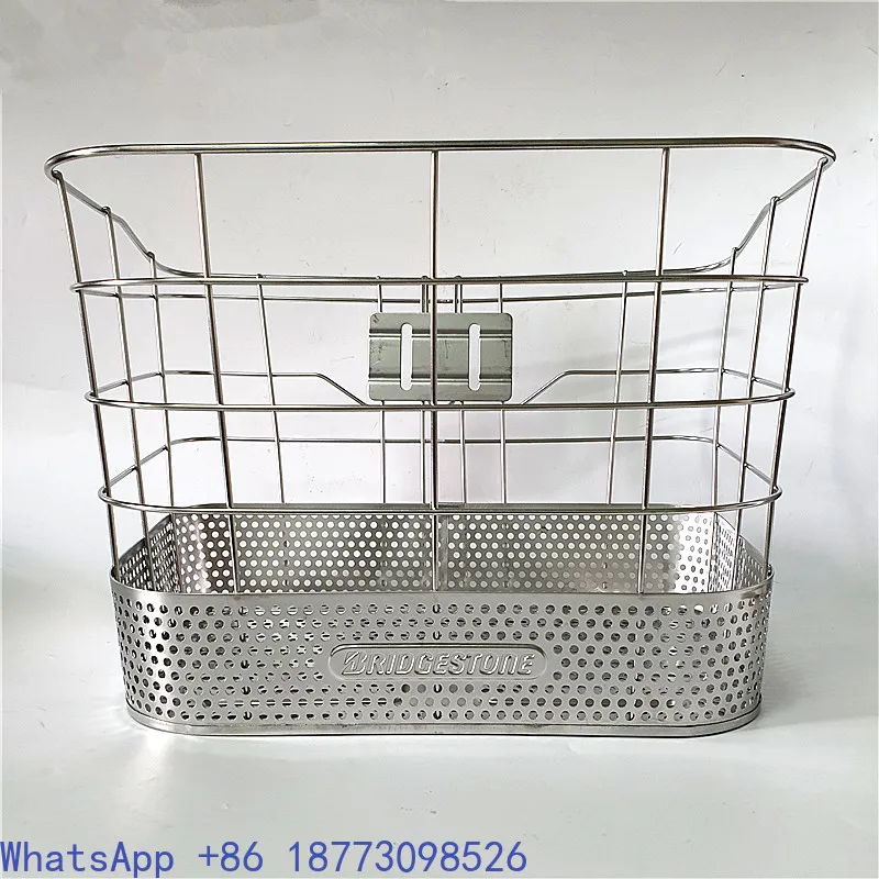 Japanese Bicycle Stainless Steel Dense Mesh Frame Ordinary Bicycle Basket Vegetable Basket Basket