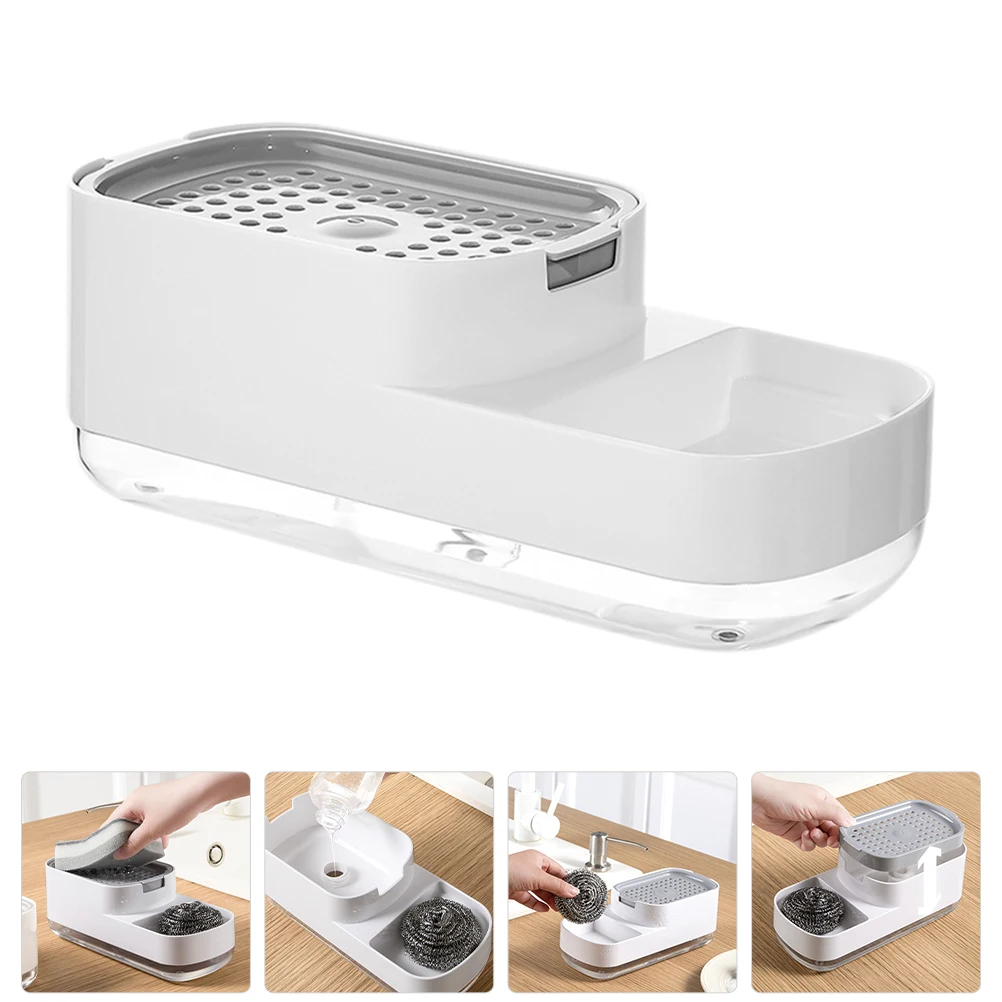 

For Kitchen Sink Press Down Dishwashing Dispenser Sponge Holder Household Container Liquid Soap Box Kitchen Accessories