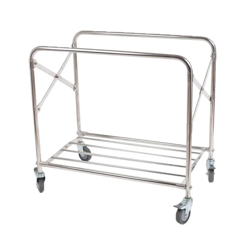 Stainless steel folding linen cart Hotel cleaning service cart Wet and dry classification trolley