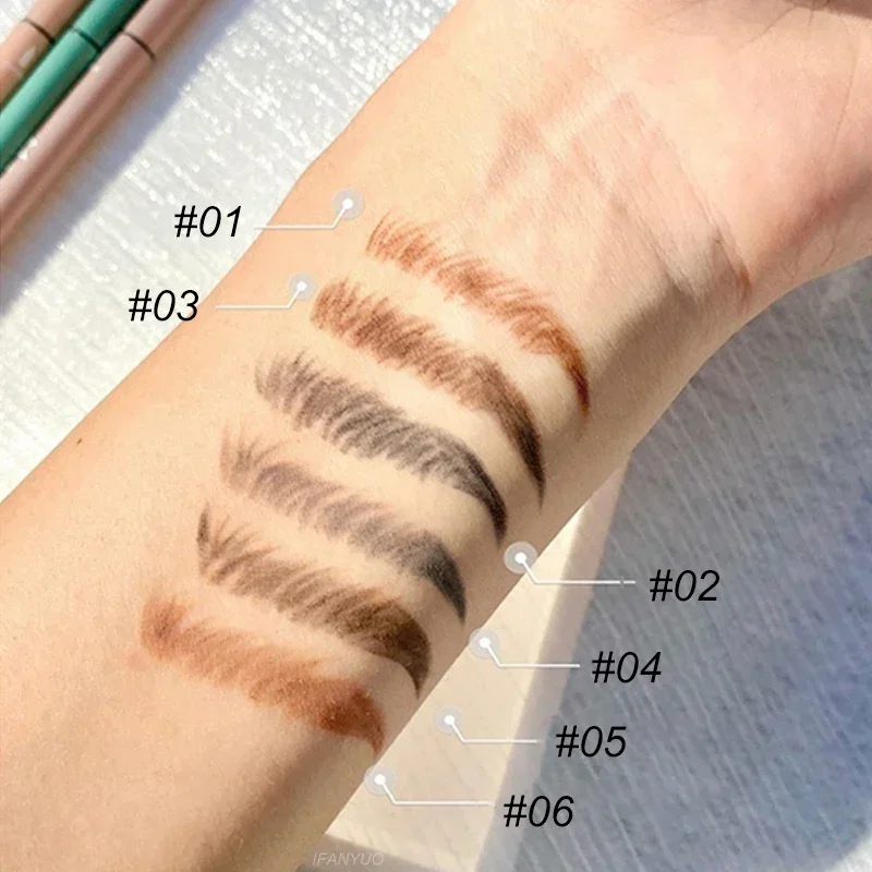 回転可能な双頭アイブロウペンシル,黒,茶色,非常に細かい,耐久性,ナチュラル,防水,マット,アイブロウペンシル