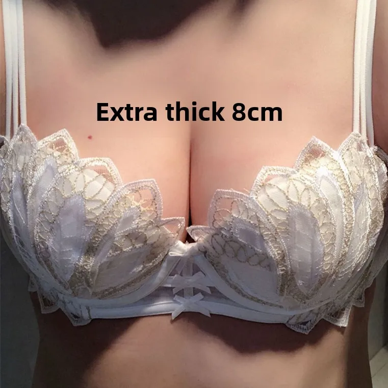 

Экстремальный бюстгальтер пуш-ап Demi 8 см для небольшой груди, сексуальный кружевной бюстгальтер с бантом и половиной чашки, разглаживающий по бокам, беспроводной бюстгальтер с защитой от проливания (для чашки AA/A)