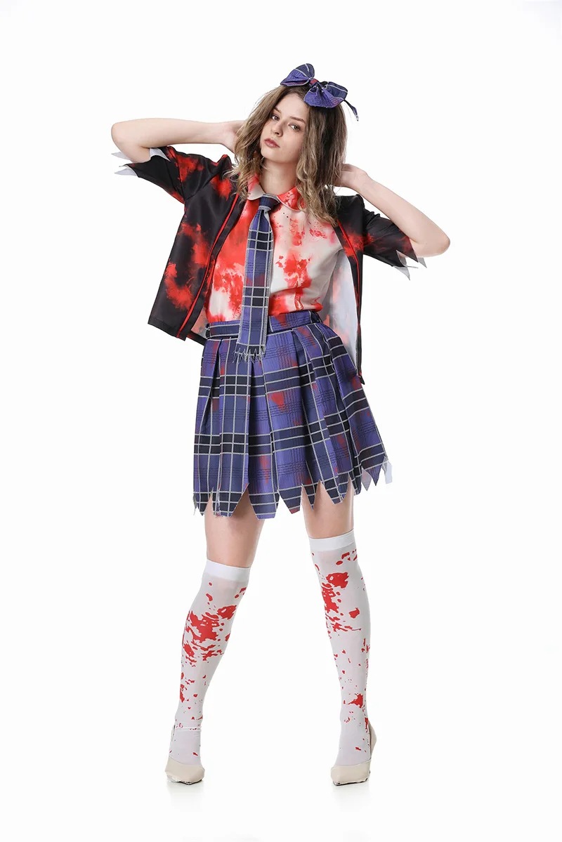 

Костюм зомби на Хэллоуин для взрослых с кровавыми пятнами, тематическая одежда для врача и медсестры, студенческая этническая сценическая одежда, весна 2024