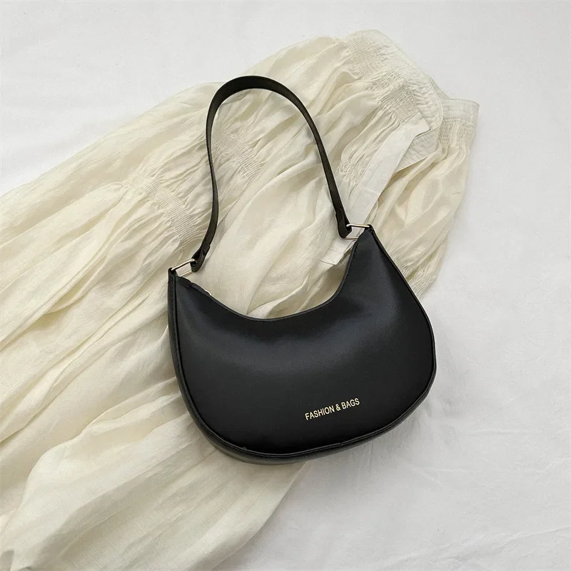 

Luxury Design Shoulder Bags for Women Half Moon Hobo Bag Lady Fashion Brand Underarm Bags Cowhide Leather Small Clutch Handbag