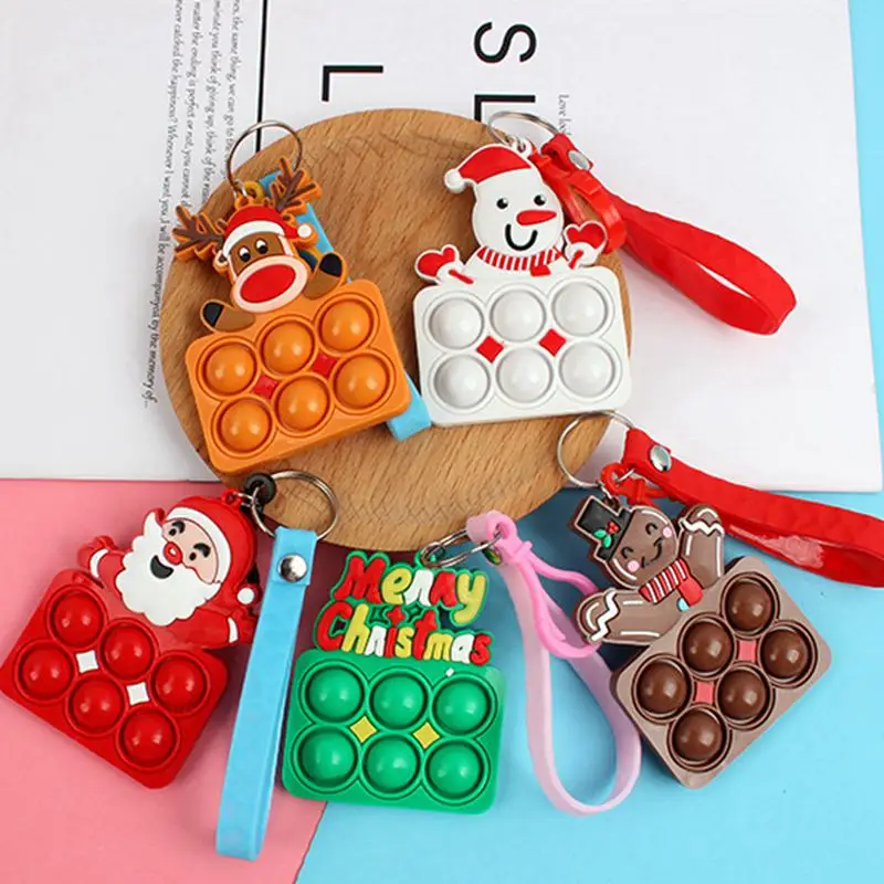 4 قطعة المفاتيح عيد الميلاد فنجر فقاعة المفاتيح الهدايا حلية حفلة عيد الميلاد ديكور الأطفال الكبار هدايا السنة الجديدة حقيبة الحشو #3