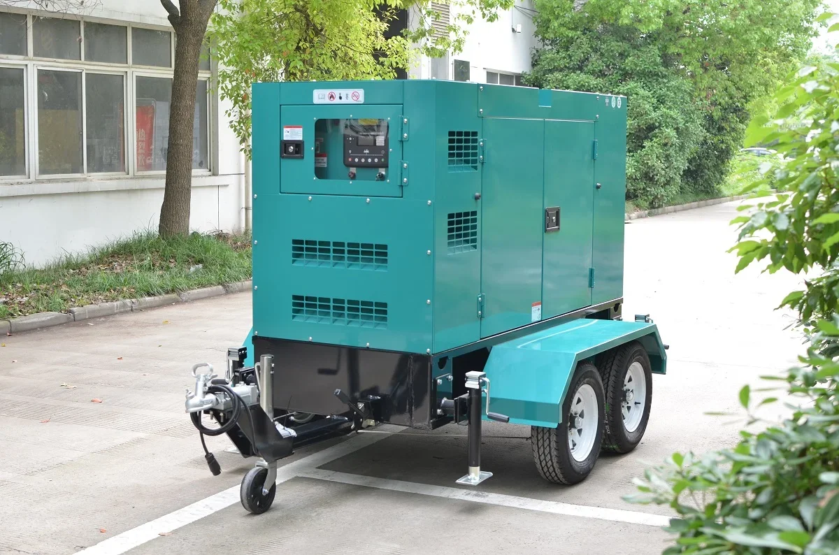 مولدات نوع المقطورة المتنقلة 30KVA 50KVA 100KVA 150KVA مع مولد محرك الديزل الكمون/البركينز/Doosan/Weichai